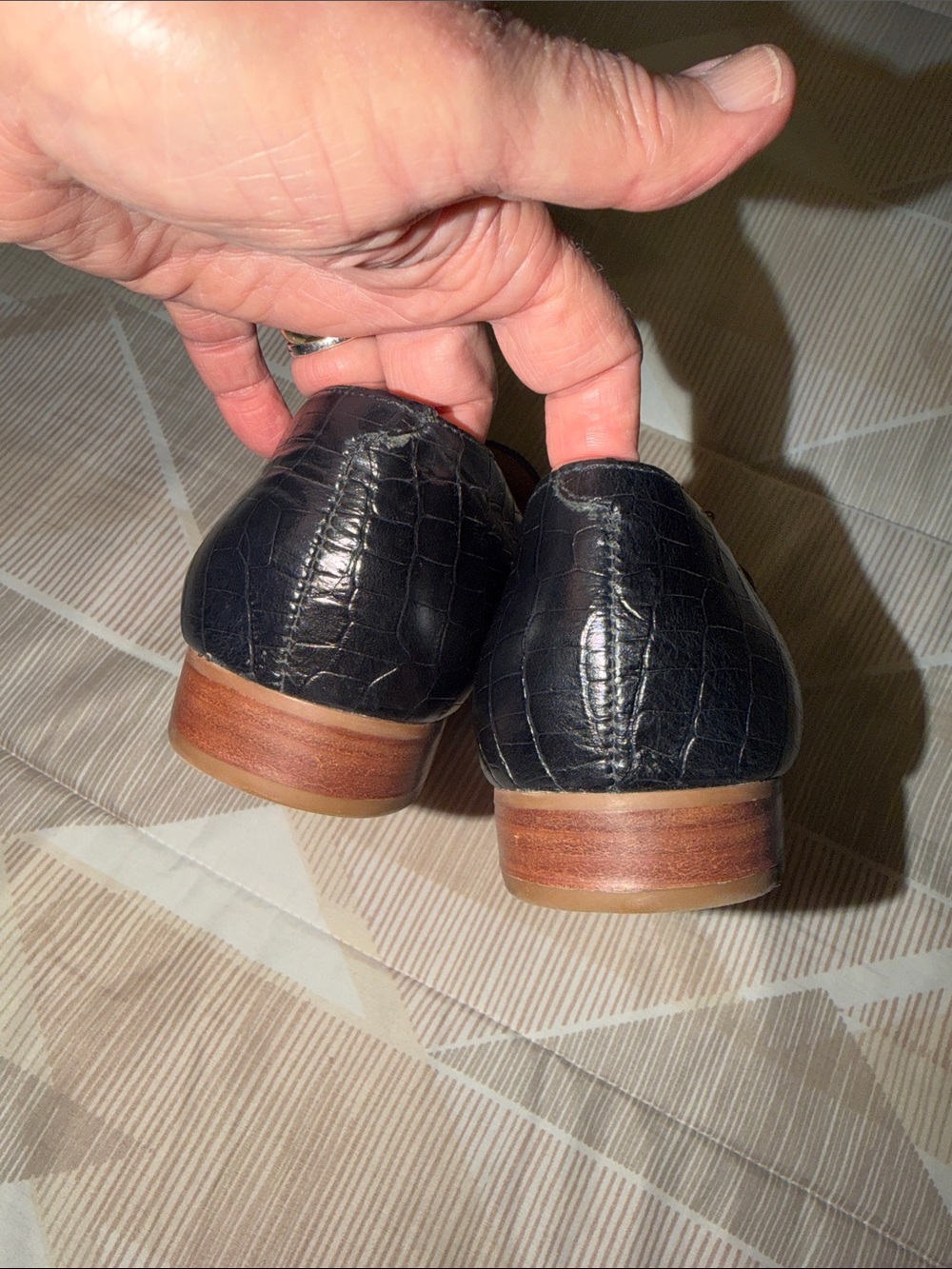 Jack Rogers Classic Black Croc-Embossed Leather Loafers SZ 8M - Picture 3 of 7